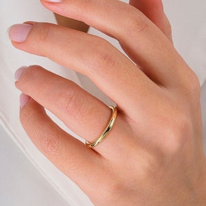 14K/18K Yellow Gold Round Wedding Band: Simple Solid Gold Thumb Ring