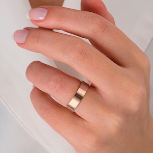 5mm Rose Gold Band • Matte Brushed Flat • 14K | 18K • Unisex Men&#39;s Women&#39;s Wedding • Ring Simple Basic For Men & Women Ring • Comfort Fit