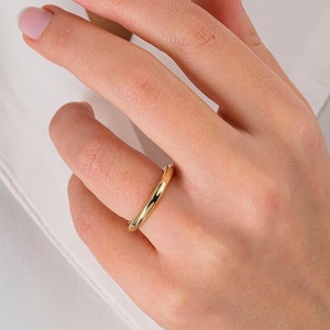 Solid Gold Round Wedding Band: 14K/18K Simple Thumb Ring