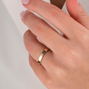 3mm Polished Yellow Gold Flat Wedding Band • Flat Wedding Rings for Men and Women • 14K | 18K • Plain Simple Wedding Band Ring • Comfort Fit