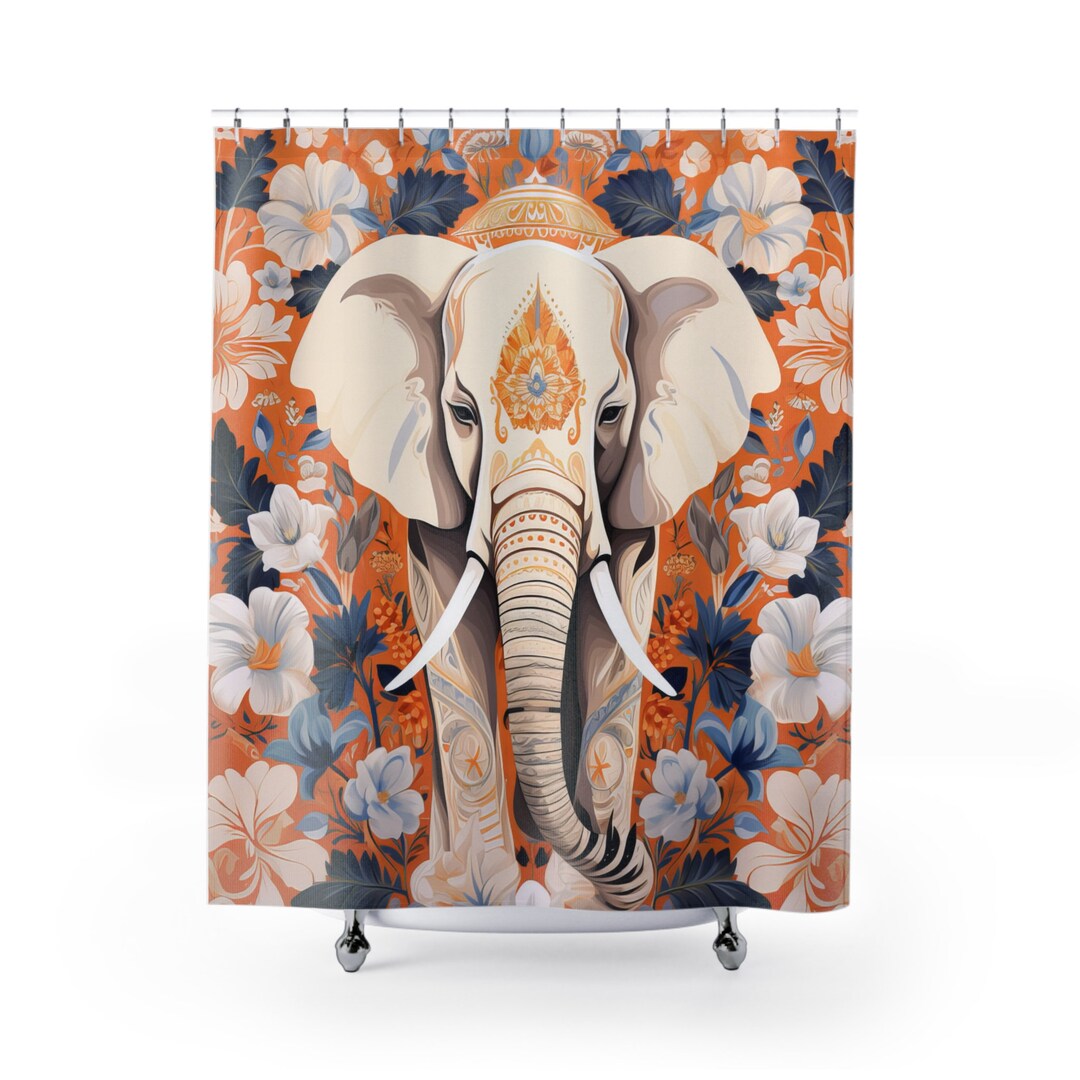 Boho Moroccan Elephant Print Shower Curtain Boho Shower Etsy