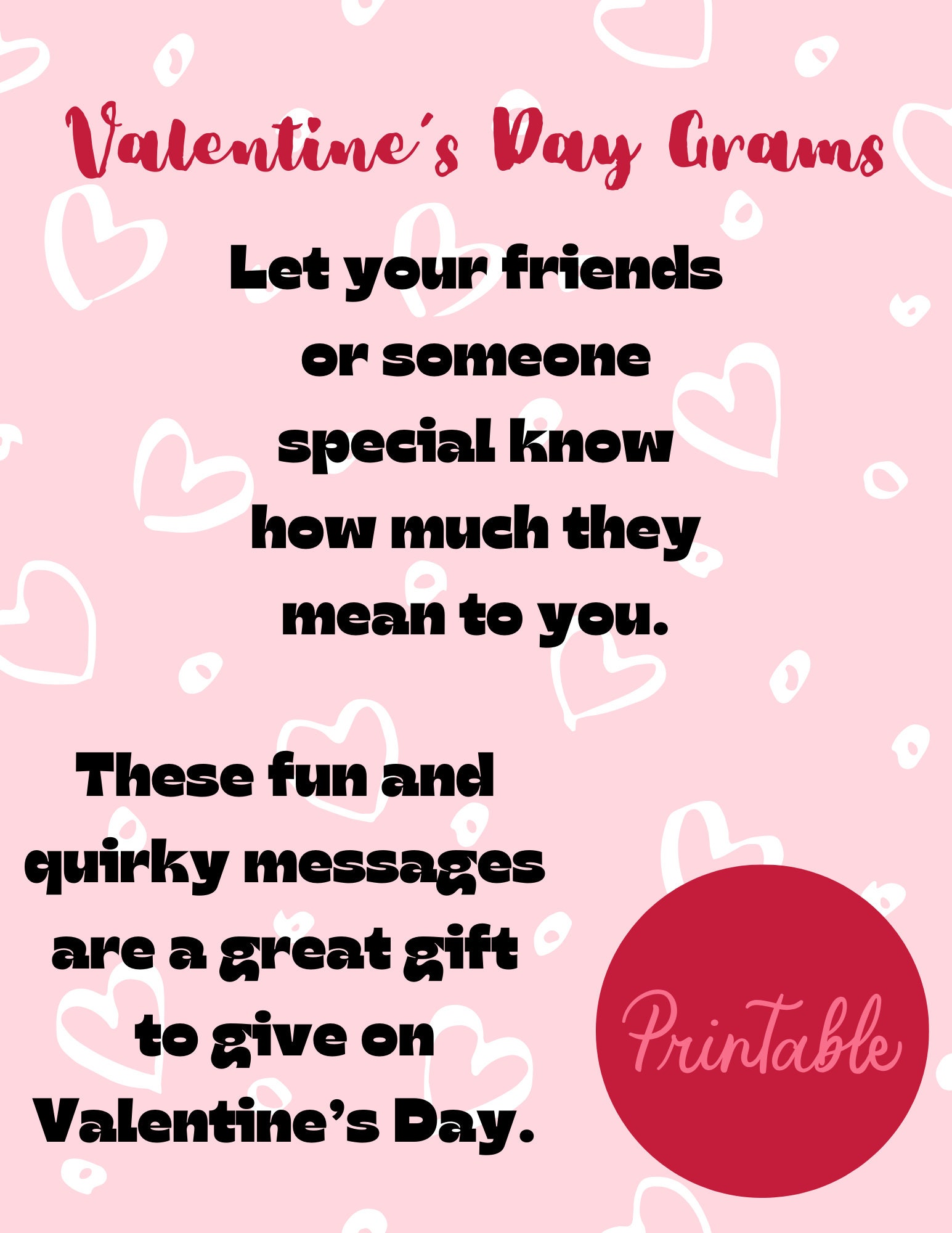 PRINTABLE Gen Z Slang Valentine Grams Digital Download, Printable
