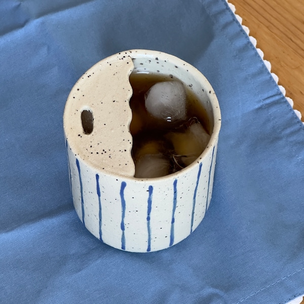 Bicchiere da viaggio in ceramica fatto a mano: tazza in ceramica rustica, 10 once