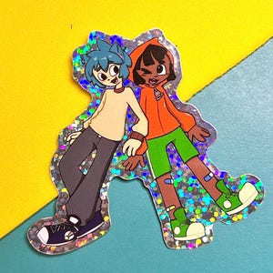 The Amazing World of Gumball 2.5&quot; Glitter Sticker | TAWOG, TWWWOG, Gumball & Darwin