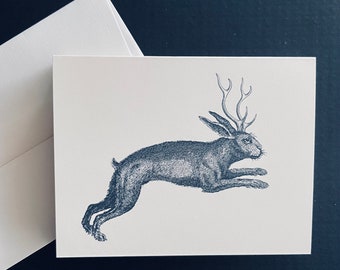 Handmade Greeting Card Set of 6 Jackalope Note Cards