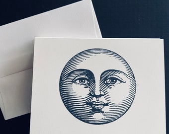 Handmade Greeting Card Set of 6 Moon Note Cards