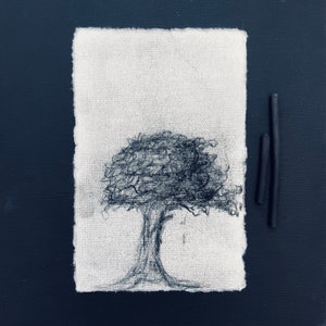 Original charcoal sketch Tree Original Art Drawing Black and White