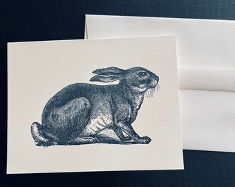 Handmade Greeting Card Set of 6 Vintage Rabbit Note Cards