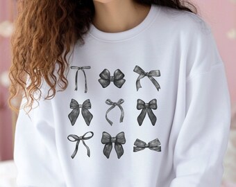 Dark Coquette Aesthetic Sweatshirt with Bows Coquette Gifts Dark Coquette Clothing Dollette Coquette Shirt Cute Ribbon Sweatshirt