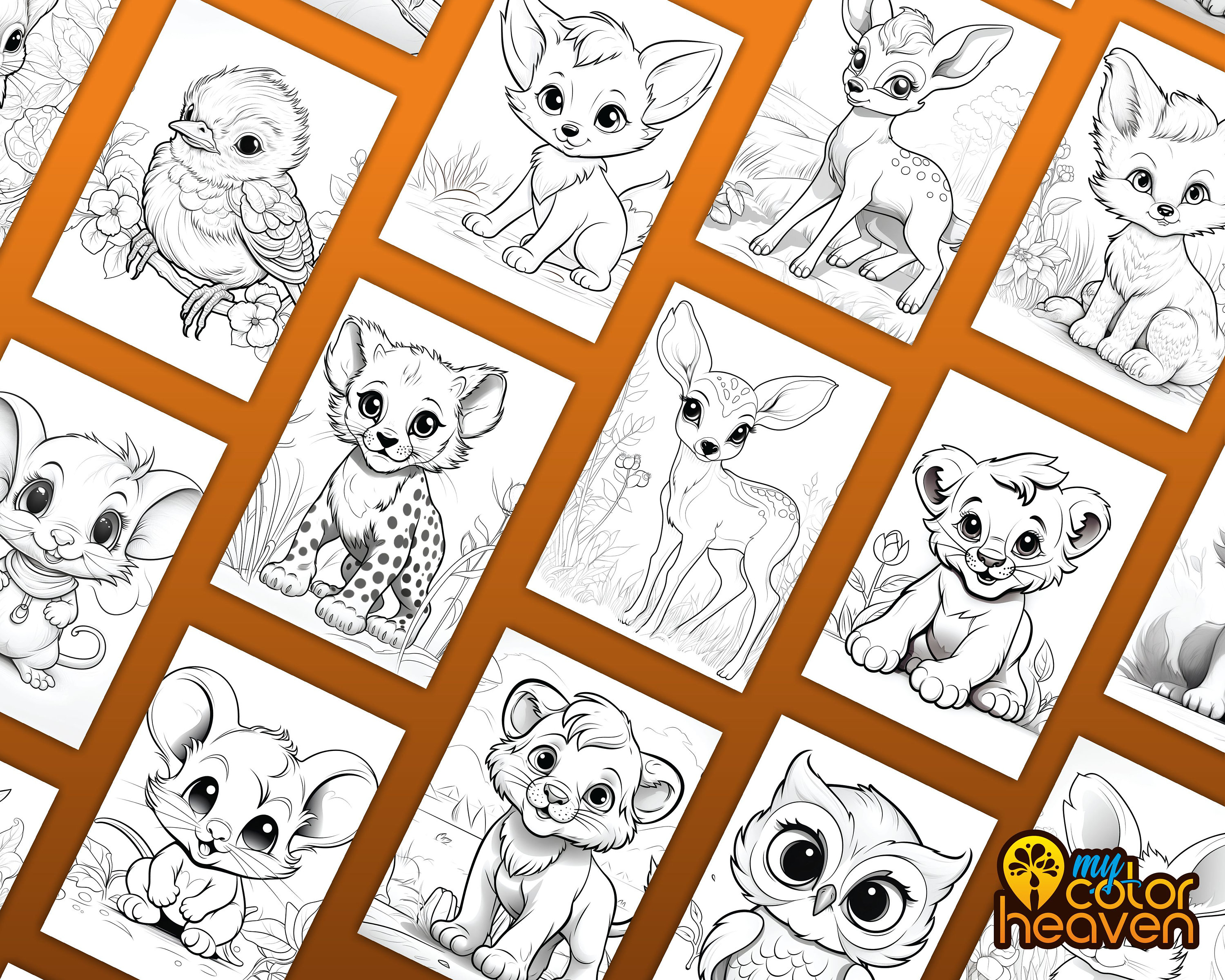 Cute Animal Coloring Pages for Adults & Kids (PDF Download) - Etsy