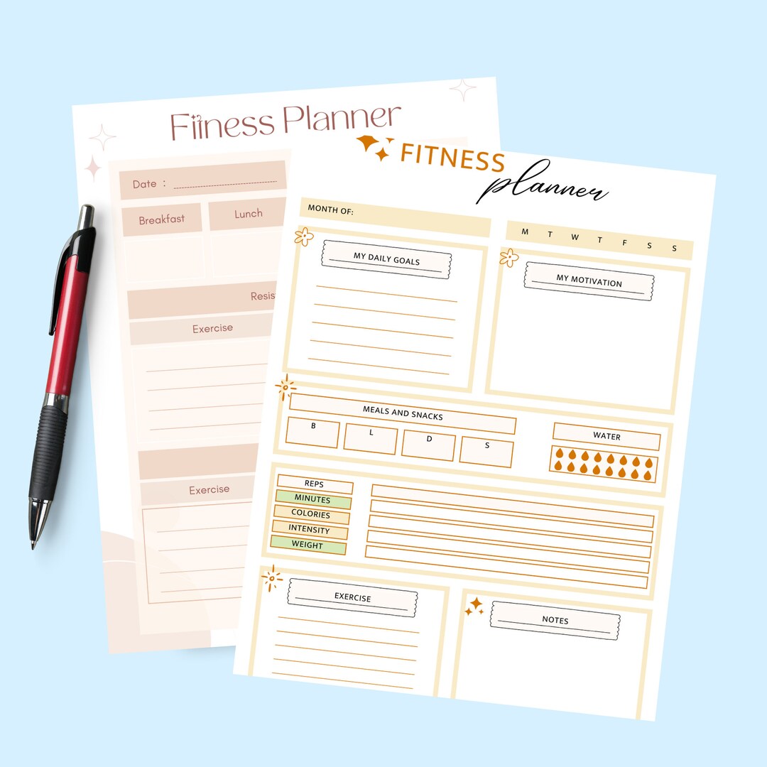 Fitness Planner Printable Health and Fitness Planner My Etsy