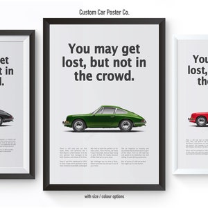 Porsche Classic 911 &quot;Lost in Crowd&quot; Vintage Wall Art - Wall Decor Car Poster - Multi-Colour