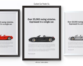 Porsche Carrera GT "23000 Victories" Classic Print Ad - Wall Decor Car Poster - Multi-Colour