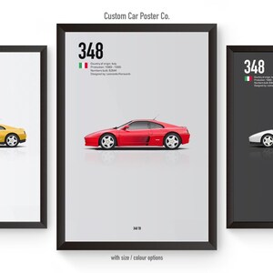 Ferrari 348TB Multi-Colour Wall Art - Automotive Car Poster Minimalistic Art Print - Ferrari Collection