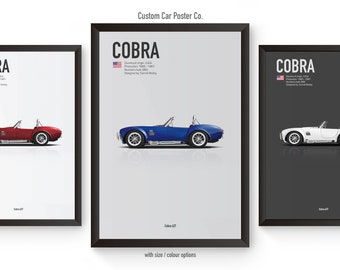 Shelby Cobra 427 Multi-Colour Wall Art - Automotive Car Poster Minimalistic Art Print - American Muscle Car Collection
