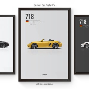 Porsche 718 Boxster Multi-Colour Wall Art - Automotive Car Poster Minimalistic Art Print - Porsche Collection