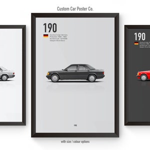 Mercedes-Benz 190 (W201) Wall Art - Automotive Car Poster Minimalistic Art Print - Mercedes Collection