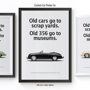 Porsche 356 &quot;Scrap Yard or Museum&quot; Vintage Wall Art - Wall Decor Car Poster - Multi-Colour