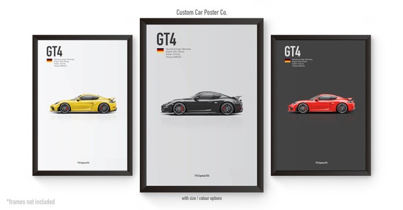Porsche 718 Cayman GT4 Multi-colour Wall Art - Automotive Car