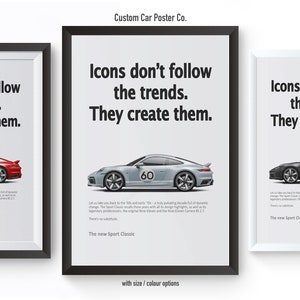Porsche 911 Sport Classic &quot;Creating Trends&quot; Vintage Wall Art - Wall Decor Car Poster - Multi-Colour
