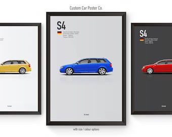Audi S4 Avant (B6) Art Print: Automotive Minimalist Car Poster