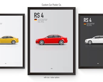 Audi RS 4 (B7) Multi-Colour Wall Art - Automotive Car Poster Minimalistic Art Print - Audi Collection