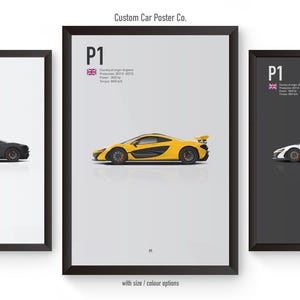 McLaren P1 Inspired Wall Art - Wall Decor Car Poster - Multi-Colour