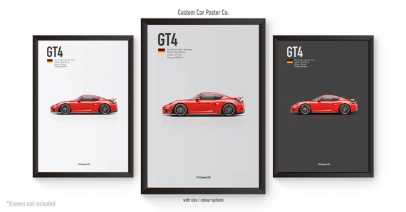 Porsche 718 Cayman GT4 Multi-colour Wall Art - Automotive Car