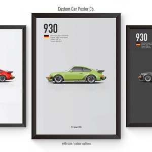 Porsche 911 (930) Turbo Multi-Colour Wall Art - Automotive Car Poster Minimalistic Art Print - Porsche Collection
