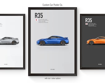 Nissan GT-R R35 Inspired Wall Art - Wall Decor Car Poster - Multi-Colour