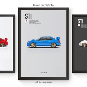 Subaru Impreza WRX STI (2nd Gen) Inspired Wall Art - Wall Decor Car Poster - Multi-Colour
