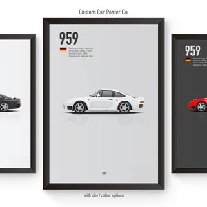 Porsche 959 Multi-Colour Wall Art - Automotive Car Poster Minimalistic Art Print - Porsche Collection