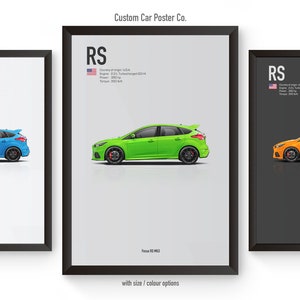 Ford Focus RS (MK3) Inspired Wall Art - Multi-Colour Muscle Car Poster - Wall Decor