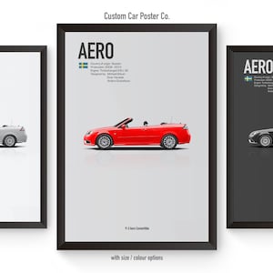 Saab 9-3 Aero Convertible Multi-Colour Wall Art - Car Poster Minimalistic Art Print