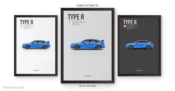 Affiche Encadrée Fan Art Honda Type R (EK9, FN2, FL5, FK8) - Style Inspiré - Marque ShopKiamond