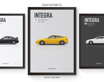 Acura Integra Type R (DC2) Inspired Wall Art - Wall Decor Car Poster - Multi-Colour