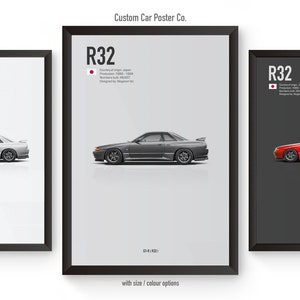 Nissan GT-R R32 Inspired Wall Art - Wall Decor Car Poster - Multi-Colour
