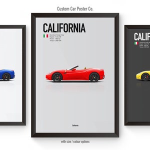 Ferrari California Multi-Colour Wall Art - Automotive Car Poster Minimalistic Art Print - Ferrari Collection