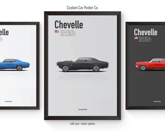 Chevrolet Chevelle SS 454 Inspired Wall Art - Multi-Colour Muscle Car Poster - Wall Decor