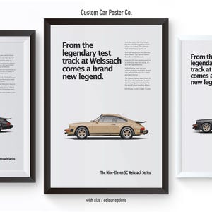 Porsche 1980 911 SC Weissach Edition &quot;Legend&quot; Vintage Styled Wall Art - Wall Decor Car Poster - Multi-Colour for Office, Man Cave