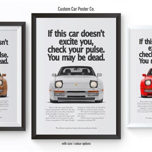 Porsche 944 S2 "Check Your Pulse" Vintage Wall Art - Wall Decor Car Poster - Multi-Colour