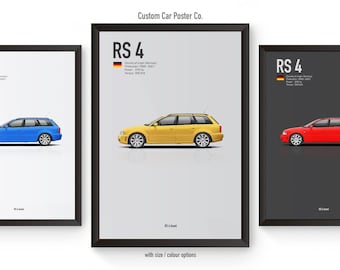 Audi RS 4 Avant (B5) Multi-Colour Wall Art - Automotive Car Poster Minimalistic Art Print - Audi Collection
