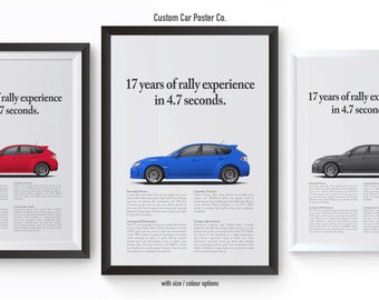 Subaru WRX STI Hatchback Vintage Wall Art - Rally Experience - Wall Decor Car Poster - Multi-Colour
