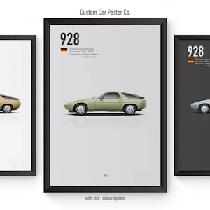 Porsche 928 Multi-Colour Wall Art - Automotive Car Poster Minimalistic Art Print - Porsche Collection