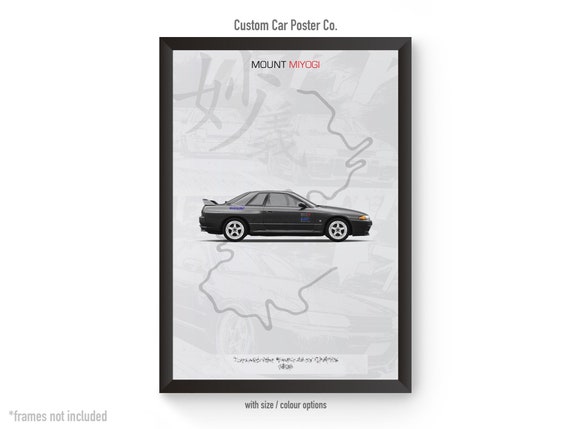 Nissan GT-R R32 - Initial D Poster Art - Japanese Anime Car Poster
