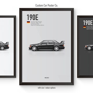 Mercedes-Benz 190E EVO II Wall Art - Automotive Car Poster Minimalistic Art Print - Mercedes Collection