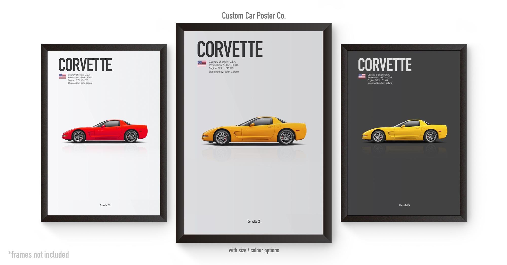 Chevrolet Corvette C5 Inspired Wall Art - Wall Decor Car Poster - Multi-Colour