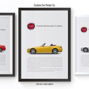 Honda S2000 (AP2) Retro Print Ad &quot;Push of a Button&quot;  Wall Decor Car Poster - Multi-Colour