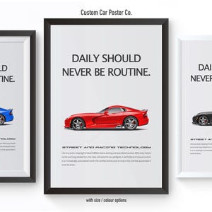 Dodge Viper SRT (VX) Classic Ad Print - Daily Routine - Multi-Colour Car Poster for Man Cave, Office and Garage decor