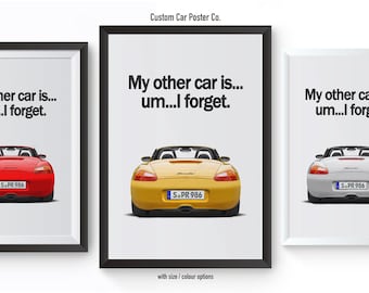 Porsche 986 Boxster "My Other Car" Art Print - Vintage Car Poster
